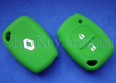 Чехол Renault Opel силиконовый 2 кнопки, зеленый