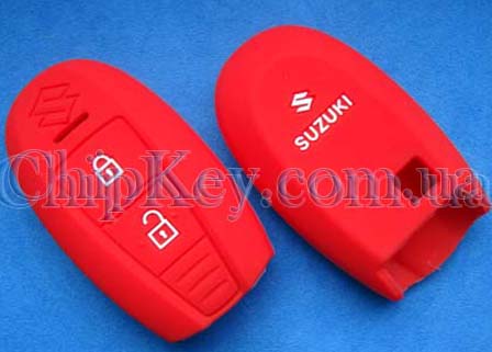 Cиликоновый чехол Suzuki Smart Key 2 кнопки, красный