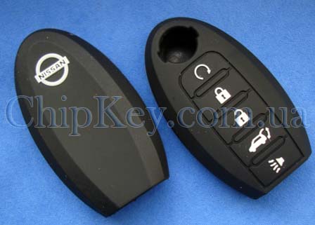 Cиликоновый чехол Nissan Smart Key 5 кнопок, черный