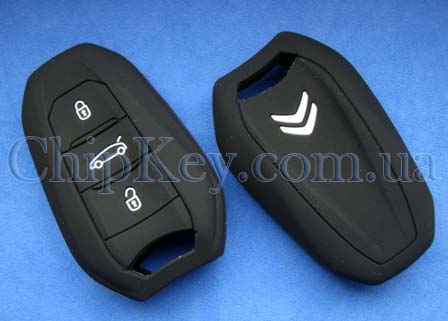Чехол Citroen Smart Key силиконовый 3 кнопки, черный