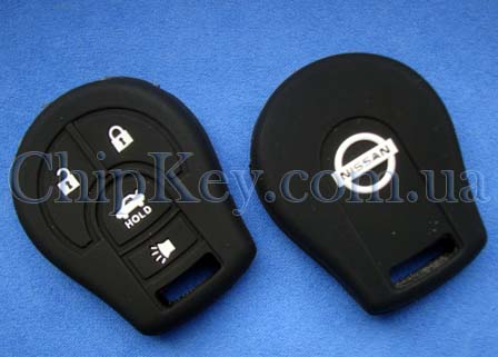 Силиконовый чехол на ключ Nissan 4 кнопки, черный