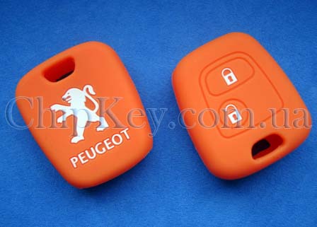 Чехол Peugeot силиконовый 2 кнопки, оранжевый