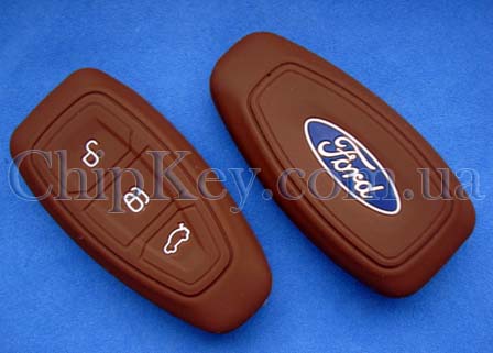 Чехол силиконовый Ford Smart Key 3 кнопки, коричневый