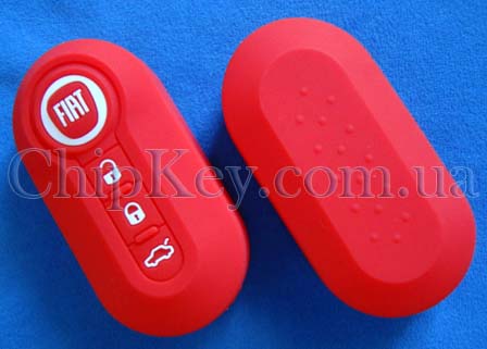 Fiat силиконовый чехол под выкидной ключ 3 кнопки, красный