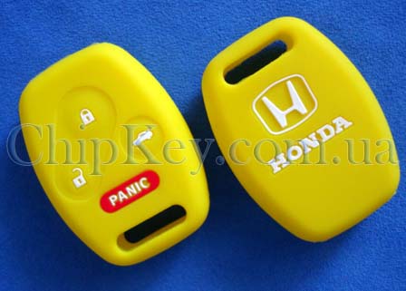 Чехол Honda силиконовый для ключа 4 кнопки, желтый