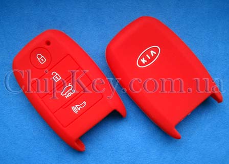 Чехол Kia Smart Key силиконовый 4 кнопки, красный