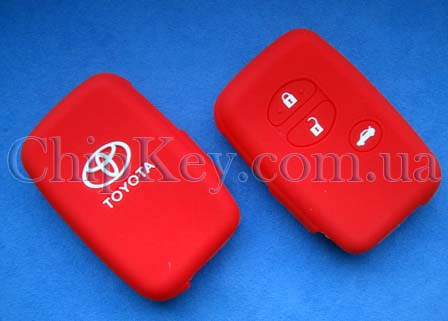Чехол Toyota Smart Key силиконовый 3 кнопки, красный