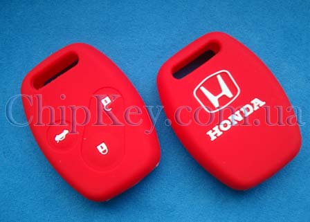 Чехол Honda силиконовый для ключа 3 кнопки, красный