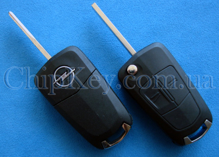 Выкидной ключ Opel Omega, Vectra 2 кнопки, c чипом ID46(pcf7946), 433 Mhz, лезвие HU100