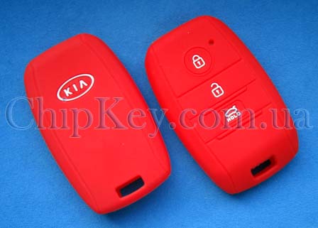 Чехол Kia смарт кей силиконовый 3 кнопки, красный