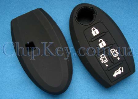 Cиликоновый чехол Nissan Smart Key 5 кнопок, черный