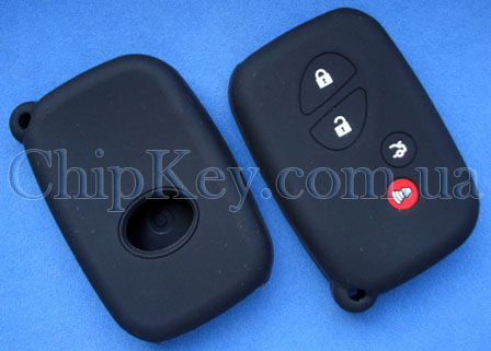 Чехол Lexus smart key силиконовый 4 кнопки, черный