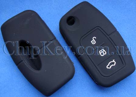 Чехол силиконовый Ford под выкидной ключ 3 кнопки, черный