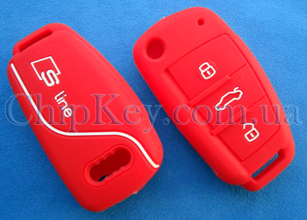 Чехол Audi силиконовый 3 кнопки, красный