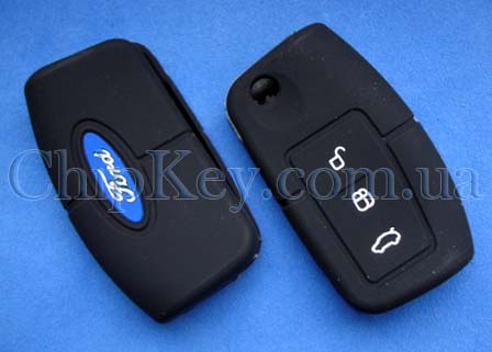 Чехол силиконовый Ford под выкидной ключ 3 кнопки, черный