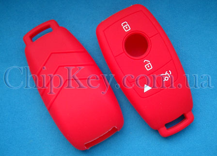 Чехол Mercedes smart key силиконовый 4 кнопки, красный
