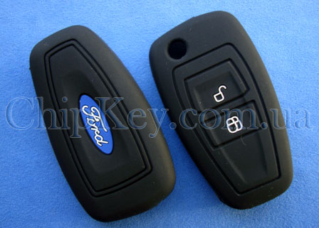 Чехол Ford на выкидной ключ 2 кнопки, черный
