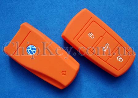Volkswagen B6, CC Smart Key чехол силиконовый 3 кнопки, оранжевый