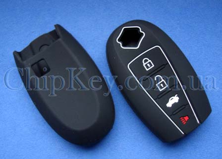 Чехол Suzuki smart key силиконовый 4 кнопки, черный