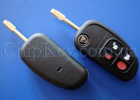Ключ Jaguar XJ, XJR, X-Type S-Type выкидной 4 кнопки, с чипом ID60, 434Mhz
