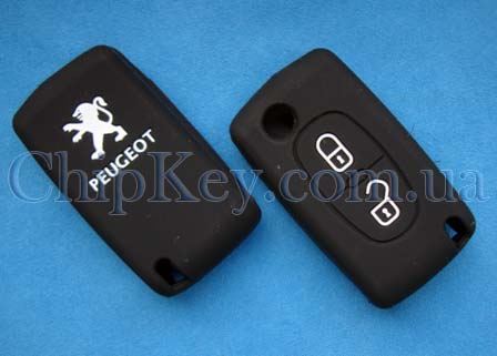 Чехол Peugeot силиконовый 2 кнопки, черный