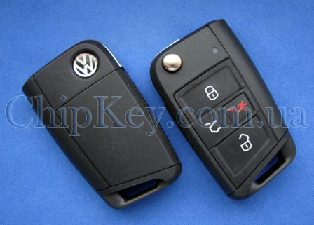 Ключ Volkswagen Golf GTI 2015-2018, Fcc NBGFS12P01 Pn 5G0 959 752 BE keyless go выкидной 4 кнопки, с чипом ID49 MCAES, 315 Mhz