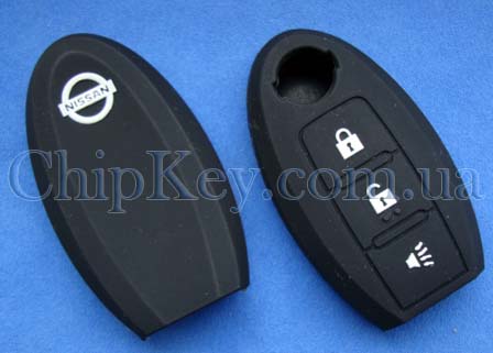 Чехол силиконовый Nissan Smart Key 3 кнопки, черный