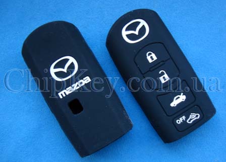 Чехол Mazda силиконовый smart key 4 кнопки, черный