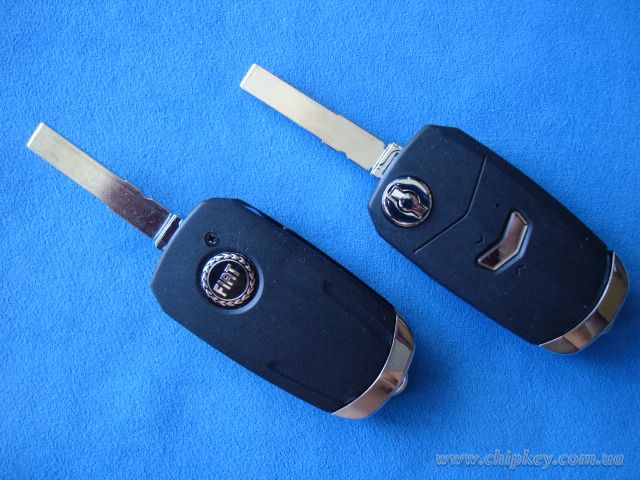 Ключ Fiat выкидной (корпус) 1 кнопка, New Style black