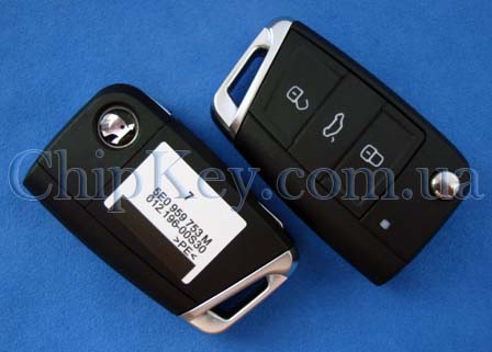 Ключ Škoda 7 series 5E0 959 752 D выкидной 3 кнопки, с чипом ID49 MCAES, 434 Mhz, original