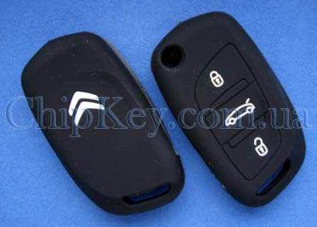 Чехол Citroen DS силиконовый 3 кнопки, черный