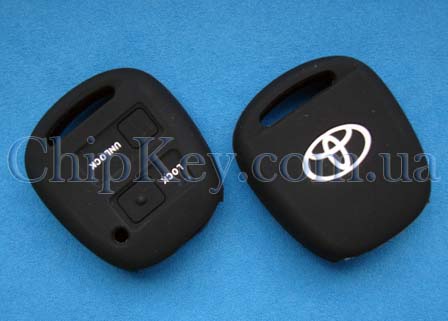 Чехол Toyota силиконовый под ключ 2 кнопки, черный