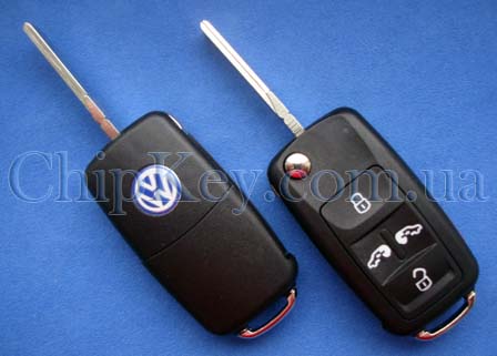Ключ Volkswagen с 2010 выкидной (корпус) 4 кнопки, лезвие hu66