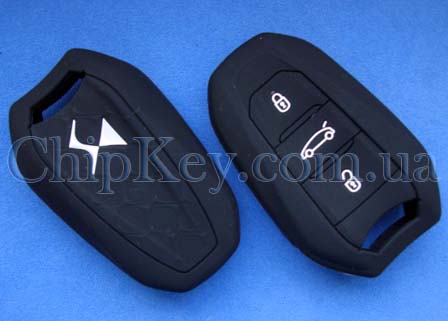 Чехол Citroen DS Smart Key силиконовый 3 кнопки, черный