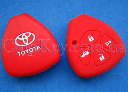 Чехол Toyota силиконовый 4 кнопки, красный