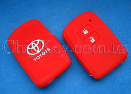 Чехол Toyota Smart Key силиконовый 2 кнопки, красный