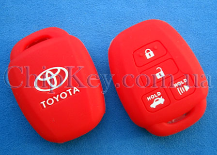 Toyota силиконовый чехол под ключ 4 кнопки, красный