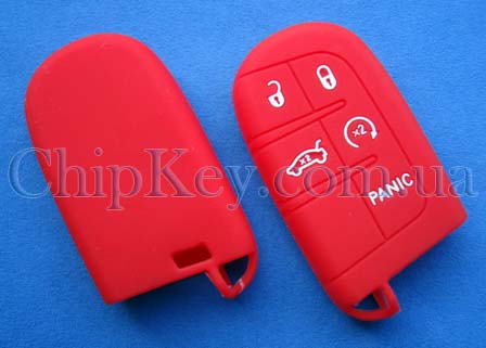 Чехол Chrysler Dodge Jeep силиконовый 5 кнопок, красный