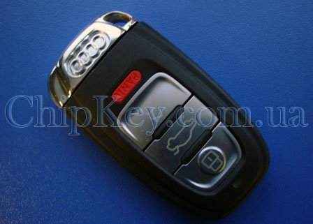 Ключ Audi Smart Key (корпус) 4 кнопки, лезвие hu66