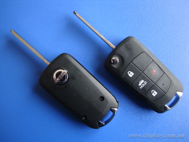 NISSAN Cube, Micra, Note, Juke, Qashqai  выкидной ключ (корпус) 3 - кнопки + 1 кнопка (PANIС)