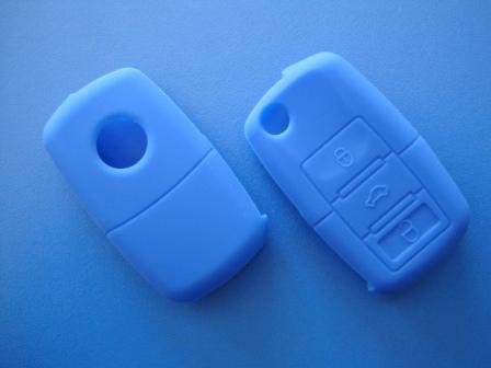Volkswagen Skoda Seat силиконовый чехол под выкидной ключ 3 кнопки, синий