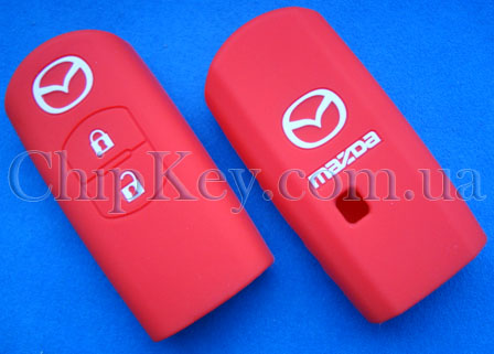 Чехол Mazda силиконовый smart key 2 кнопки, красный