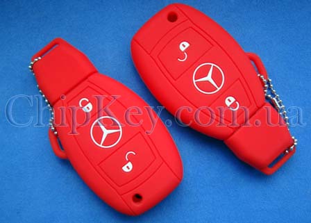 Чехол Mercedes smart key силиконовый 2 кнопки, красный