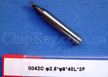 Фреза для вертикально - фрезерного станка 2,5 * 6 * 40 *,  Твердый сплав (три пера)