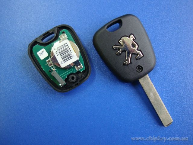 PEUGEOT 107 207 307 407 106 206 306 406  ключ 2 - кнопки, ID46(PCF7961), 433 Mhz, лезвие VA2