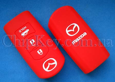 Чехол Mazda силиконовый smart key 3 кнопки, красный