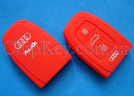 Чехол Audi Smart Key силиконовый 3 кнопки, красный