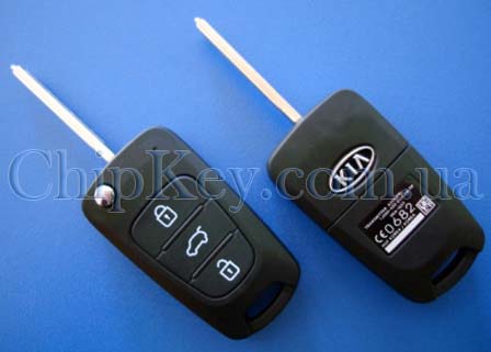 Ключ KIA выкидной 3 кнопки, 433 Mhz, с чипом id46(pcf7936)