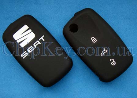 Чехол Seat силиконовый на выкидной ключ 3 кнопки, черный