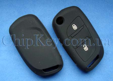 Чехол Peugeot, Citroën силиконовый 2 кнопки, черный